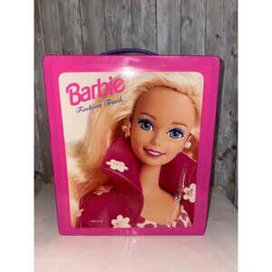Barbie Pink 1993 Fashion Trunk Storage Carrying Case Handle Dolls Accessories